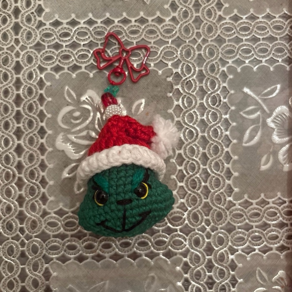 Green and Red Crochet Ornament